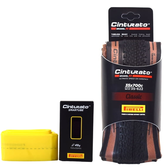 Pirelli Cinturato GRAVEL H Classic 35-622 (700x35c) Gravel Bicycle Tire + SmarTUBE 33/45-622 Presta 60mm - 1 Pack