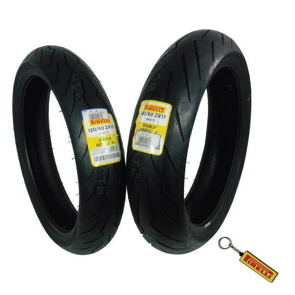 Pirelli Diablo Rosso III 120/60 ZR17 Front & 150/60 ZR17 Rear Motorcycle Tires with Keychain