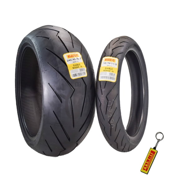 Pirelli Diablo Rosso III 120/60ZR17 Front & 240/45 ZR17 Rear Tire with Keychain