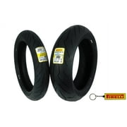 Pirelli Diablo Rosso III 120/70 ZR17 Front & 180/55 ZR17 Rear Motorcycle Tires with Keychain
