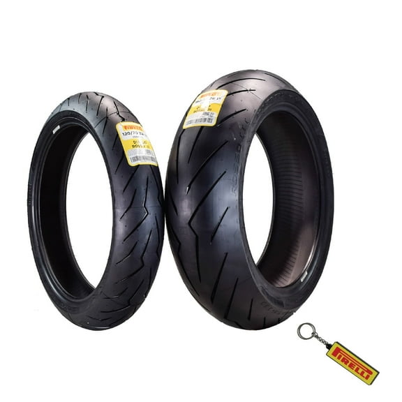Pirelli Diablo Rosso III 120/70 ZR17 Front & 190/55 ZR17 Rear Motorcycle Tires with Keychain