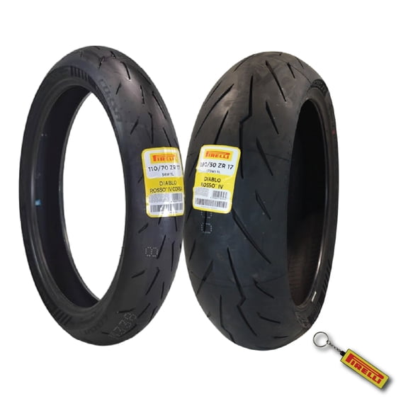 Pirelli Diablo Rosso IV 110/70-17 54W M/C Front & 190/50ZR17 Rear Motorcycle Tire - High Performance, Durable, & Reliable Tire for Super Sport Bikes w/ Keychain