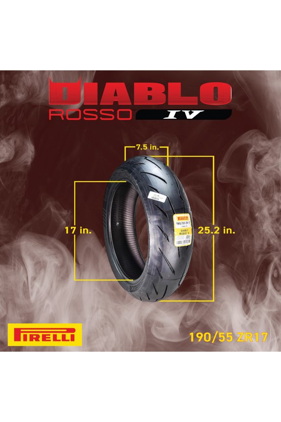Diablo Rosso IV 120/70 ZR 17 M/C Front & 180/60 ZR 17 M/C TL Rear Motorcycle Tire Set - High Performance, Durable for Super Sport Bikes with Keychain