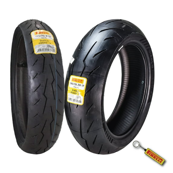 Pirelli Diablo Rosso IV Front 110/70ZR17 & Rear 190/55ZR17 Tires with Keychain