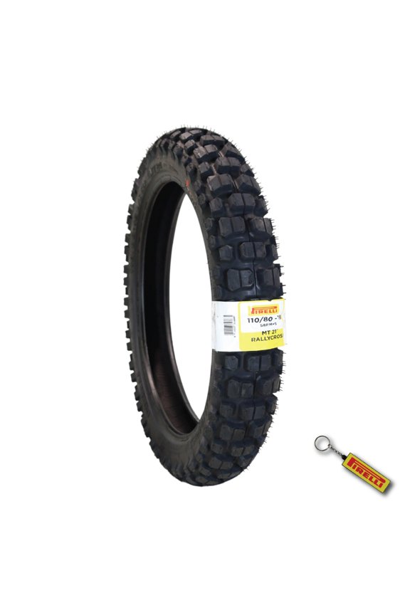 MT 21 Rallycross 110/80-18 Rear Motorcycle Tire - DOT Approved, Dual-Sport/Enduro, Aggressive Tread for Off-Road & Rally, High-Performance Grip, Fits Adventure & Dirt Bikes with Keychain