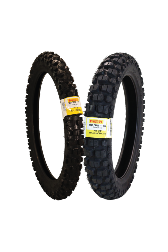 MT 21 Rallycross 90/90-21 Front & 110/80-18 Rear Motorcycle Tires - Dual-Sport/Enduro, Aggressive Tread for Off-Road & Rally, High-Performance Grip, Fits Adventure & Dirt Bikes with Keychain