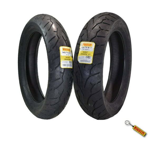 Pirelli Night Dragon Tire Set: 90/90-21 M/C 54H TL Front & 160/70B17 M/C 79V REINFTL Rear Cruiser Motorcycle Tires - Superior Traction & Handling for High-Performance Cruisers w/ Keychain