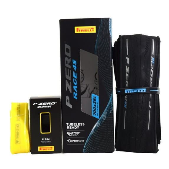 Pirelli P ZERO Race 4S 28-622 Road Bicycle Tire (700x28) + SmarTUBE 23/32-622 Presta 60mm - 1 Pack