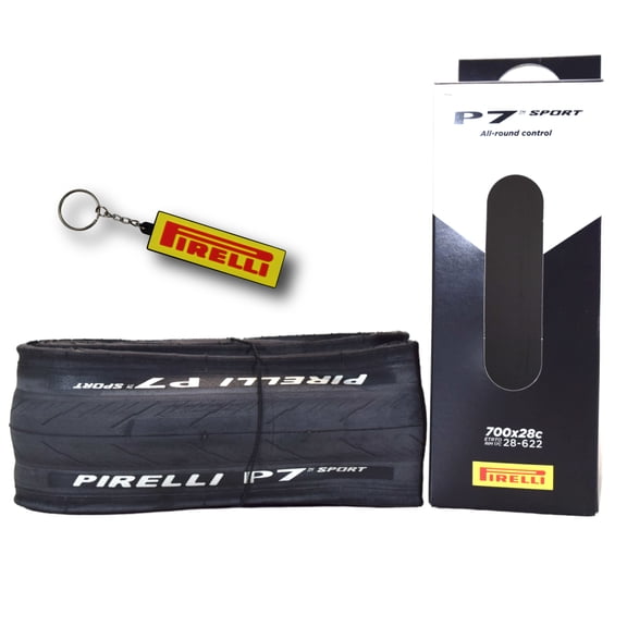 Pirelli P7 Sport 28-622 (700x28c) Road Bike Tire - All-Round Performance - Durable Everyday Tire - 60tpi TechBELT Casing & Pro Compound for Control, Comfort & Handling w/Keychain