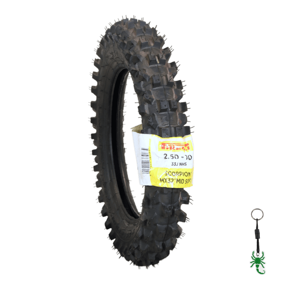 Pirelli Scorpion 2.50-10 33J MX32 Mid Soft Front Motocross Dirt Bike Tire with Keychain
