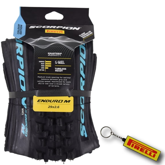 Pirelli Scorpion Enduro M Turchese Color (29x2.6) Mountain Bicycle Tire Tubeless Ready, HardWALL 60 TPI High-Performance All-Terrain Tire for Enduro Trail & XC Riding Mountain Bike w/Keycha