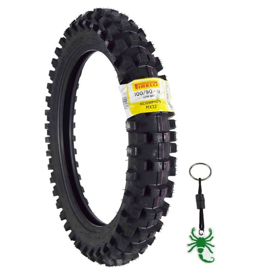 Pirelli Scorpion MX 32 Mid Soft 100/90-19 Rear Dirt Bike Tire with Keychain - Single