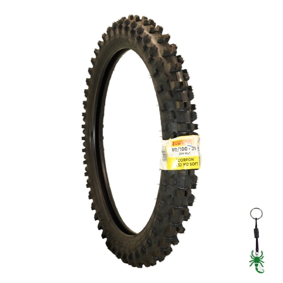 Pirelli Scorpion MX32 Mid Soft Motocross Dirt Bike Front Tire - 80/100-21 51M NHS Bias Tube Type - Professional Off-Road Racing Rubber for Soft to Intermediate Terrain - Includes Pirelli Keychain