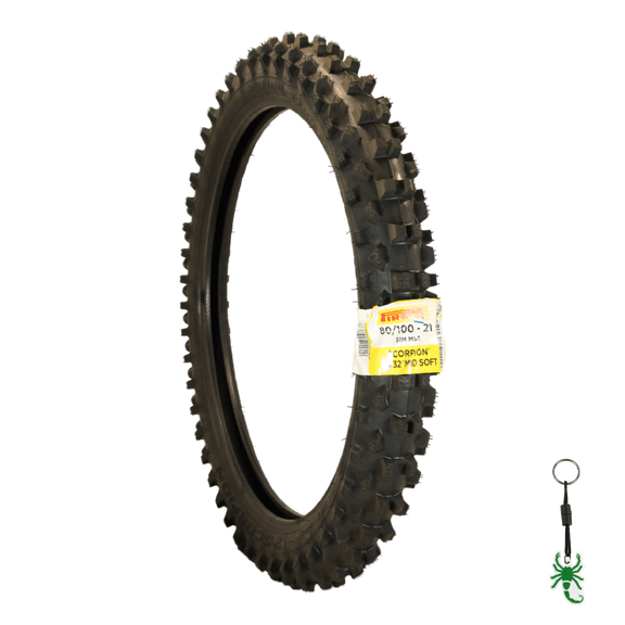 Pirelli Scorpion MX 32 Mid Soft 80/100-21 Front Dirt Bike Tire with Keychain - Single
