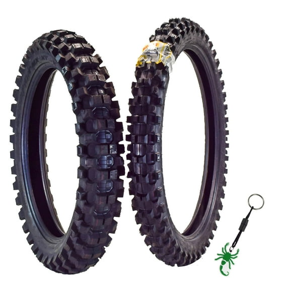 Pirelli Scorpion MX Extra X Front 80/100-21 & Rear 110/90-19 Dirt Bike Tires with Keychain - Two Pack