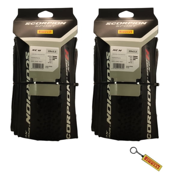 Pirelli Scorpion Sport XC H 29 x 2.2 Black Folding Tire for Mountain Bikes- Consistent Performance, Lightweight and Durable, Ideal for Cross-Country and Trail Riding with Pirelli Keychain (2 Pack)