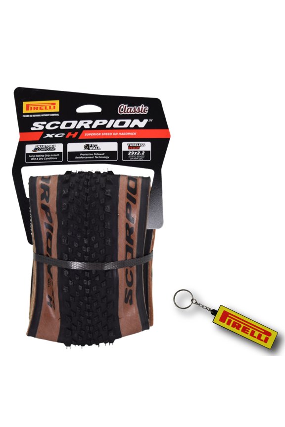 Scorpion XC H Classic Tan 55-622 (29x 2.2) MTB Bicycle Tire - Designed for Hardpacked Courses, 60TPI and ProWall Casing- Mountain Bike Tire w/Keychain (2 Pk)