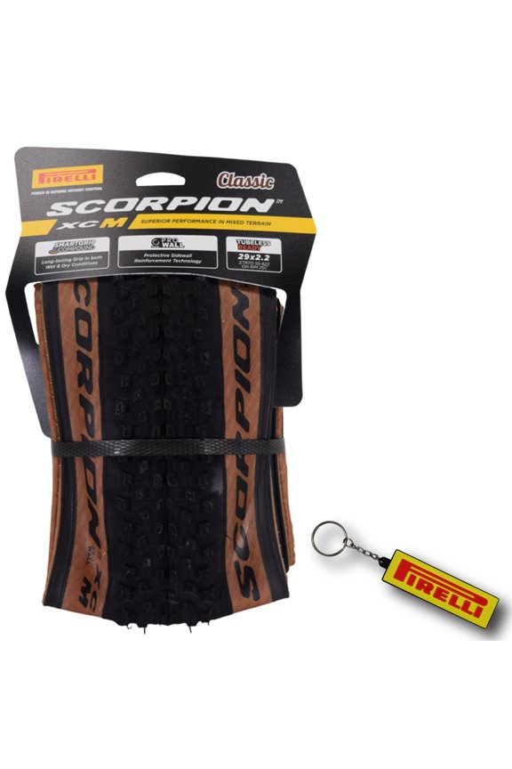 Scorpion XC M Classic Tan 55-622 (29x 2.2) MTB Bicycle Tire - Designed for Hardpacked Courses, 60TPI and ProWall Casing- Mountain Bike Tire w/Keychain (2 Pk)