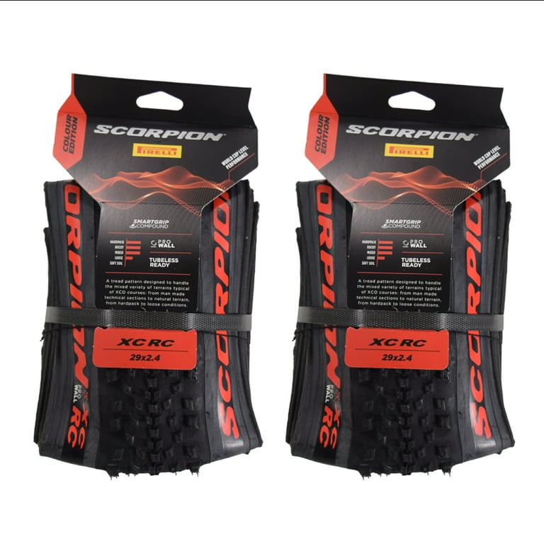 Pirelli Scorpion XC RC 29x2.4 Red Color Edition Tubeless Mountain Bicycle Tires 2 Pack
