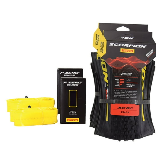 Pirelli Scorpion XC RC Yellow Label (29 x 2.4) Peak Performance for Demanding XC Racing SmartGRIP Compound ProWALL Technology Versatile Tread Design + SmarTUBE 23/32-622 - 2 Pack