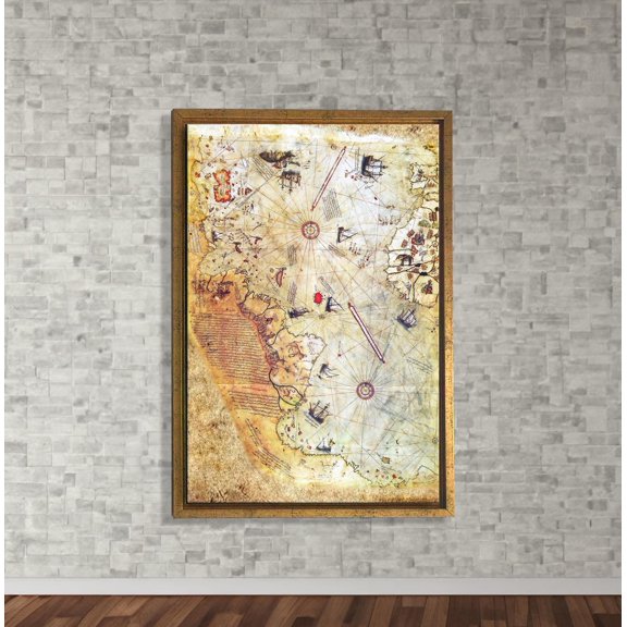 Piri Reis Antique Map Poster, Old World Map Art, Ottoman Explorer Wall Decor, Historical Map Poster, Nautical Gift Idea Home Decor, 12x18 UNFRAMED