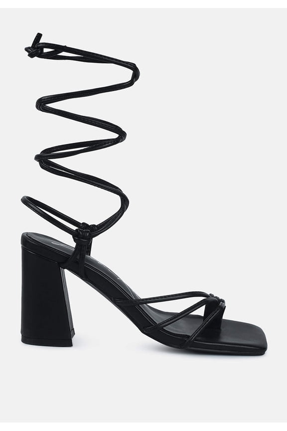 Piri Toe Ring Tie Up Block Sandals