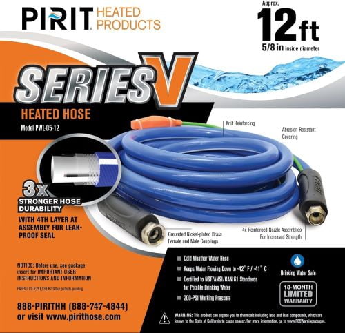 Pirit Heated Products PWL-05-12 Series V 12' Foot Heated Hose