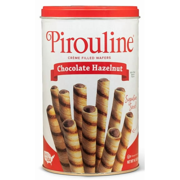 Pirouline Chocolate Hazelnut Creme Filled Rolled Wafers - 14.1oz Tin, 32 Cookies