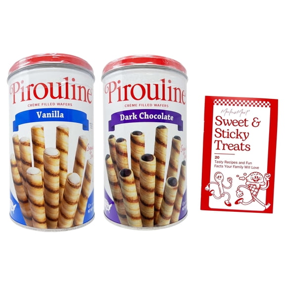 Rolled Wafer Stick Cookie - 2 flavors - 1 each: Dark Chocolate, Vanilla (14.1 oz)+ MerlinsMart Zine | Pirouline