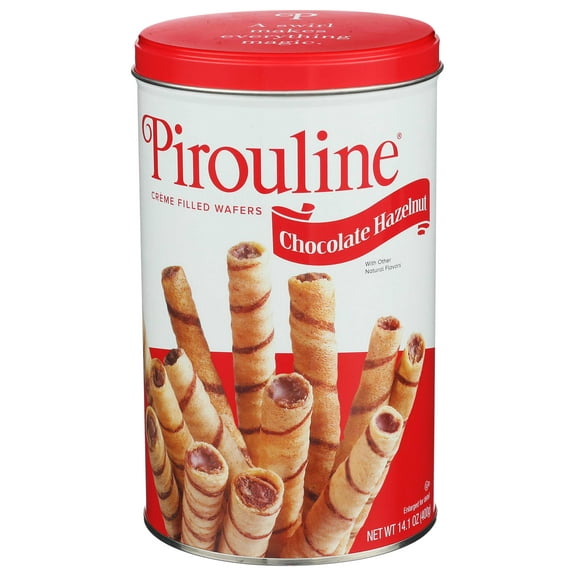 Pirouline Rolled Wafers Chocolate Hazelnut Rolled Wafer Sticks, Crme Filled Wafers, Rolled Cookies for Coffee, Tea, Ice Cream, Snacks, Parties, Gifts, and More 14.1oz Tin 6pk