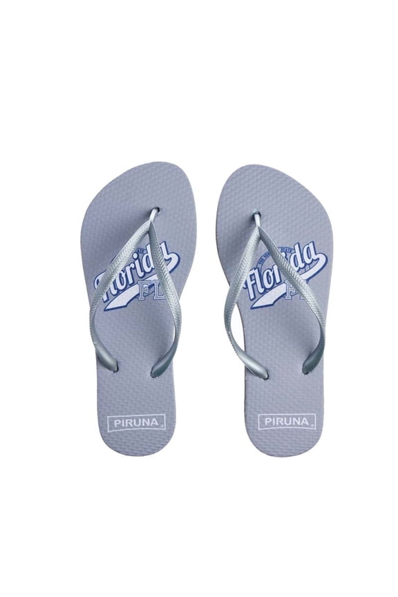 Unisex Florida Flip Flops – Lightweight Gray Beach Sandals with Silver Straps