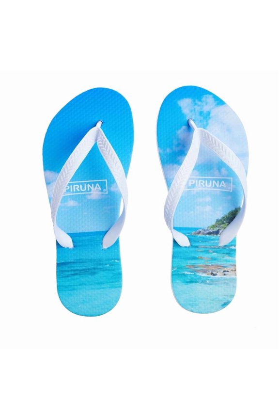 Tropical Beach Flip Flops – Lightweight Blue Ocean Slip-On Sandals