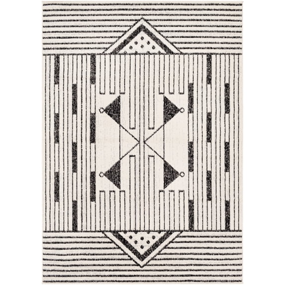 Pisa Black 6'7" x 9' Modern Rectangle Area Rug