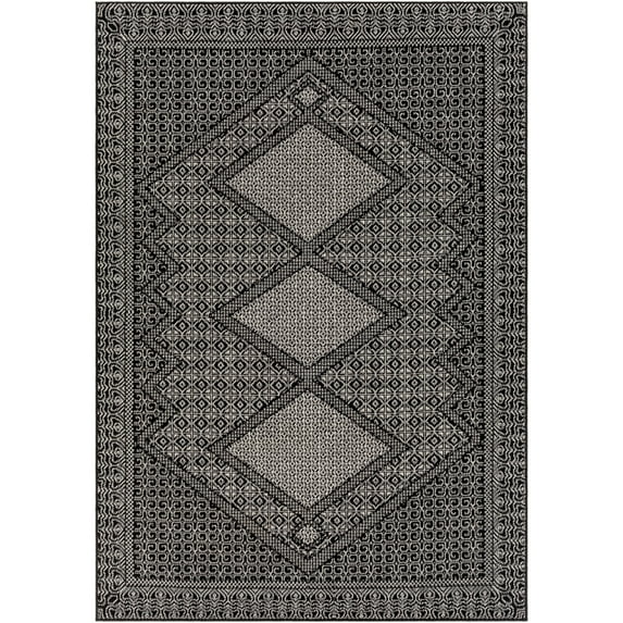 Pisa Dark Gray 6'7" x 9' Global Rectangle Area Rug