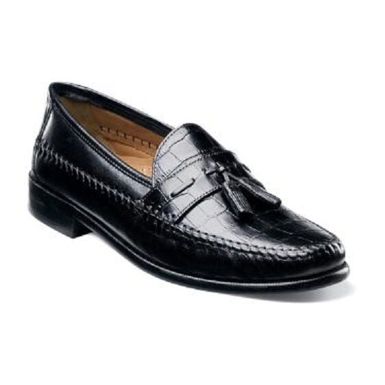 Pisa Florsheim Mens Black Shoes Crocodile Print Leather Slip On 18469 01 Walmart