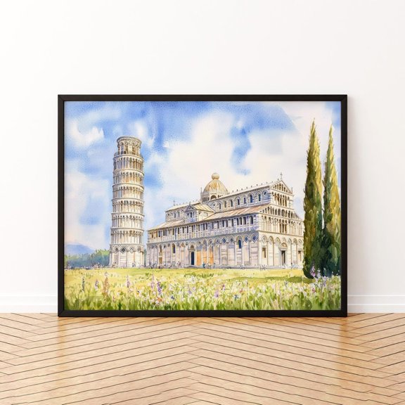 Pisa Italy Historic Tuscan Landmark Travel Decorative Interior Home Wall Art Poster