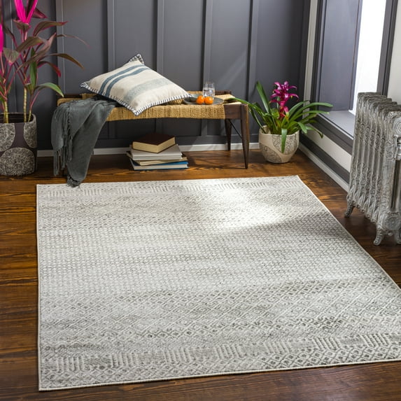 Pisa Light Grey 5' x 7' Modern Rectangle Area Rug