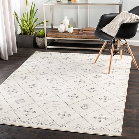 Pisa Medium Gray 6'7" x 9' Global Rectangle Area Rug