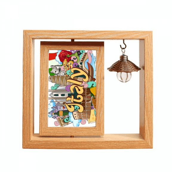 Pisa Milan Cathedral Italy Graffiti Wooden Rotating Picture Photo Frame 4x6