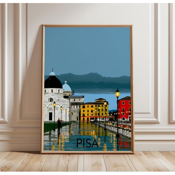 Pisa Rainy Italy Travel Tower Poster , Poster Print Only