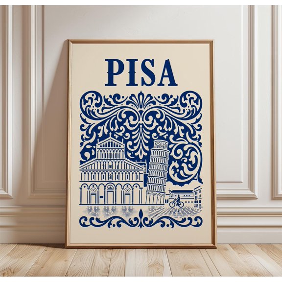 Pisa Tower Travel Italy Classic Art Poster , Poster Print Only