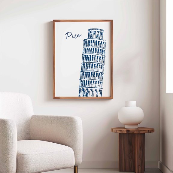 Pisa Tower Wall Art Print Navy Italy Travel Decor
