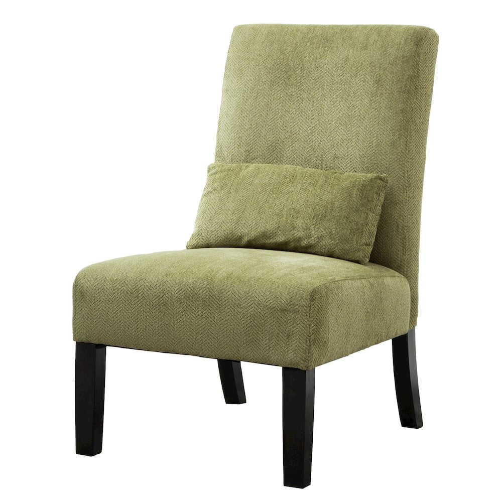 Contemporary Slipper Accent Chair in Green with Espresso Wood Finish