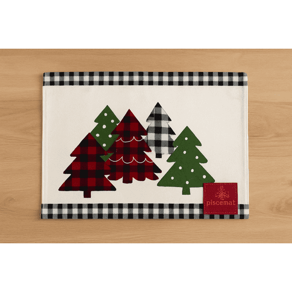 Piscemat Placemat Holiday Buffalo Plaid Christmas Tree Cotton Fabric