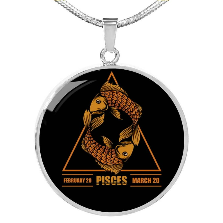 Pisces Astrological Zodiac Sign Necklace Stainless Steel or 18k