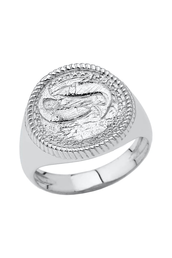 Pisces Astrological Zodiac Unisex Statement Ring In Sterling Silver