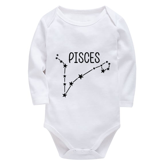 Pisces Baby Onesie Newborn Onesie Boys Long Sleeve Funny Baby Onsies White Baby Boy Cotton Romper