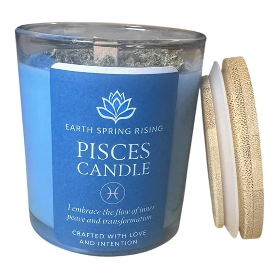 Pisces Candle - Pisces Zodiac Candle - Zodiac Candle - Gift for Pisces - Candle with Herbs - Handmade Candle - Astrology Candle, Soy Candle