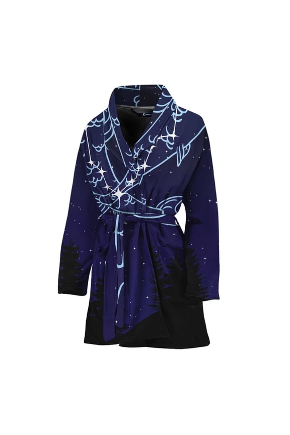 Pisces Constellation Women Bathrobe One Size Univeral Fits, Zodiac Horoscope Fashion Lightweight Plush Fleece Long Robe For Women