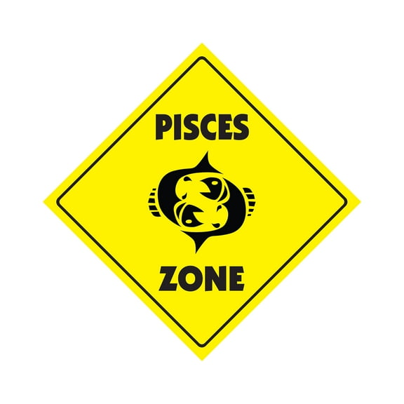 Pisces Crossing Sign Zone Xing | Indoor/Outdoor | 14" Tall zodiac horoscope birthday symbol fish March